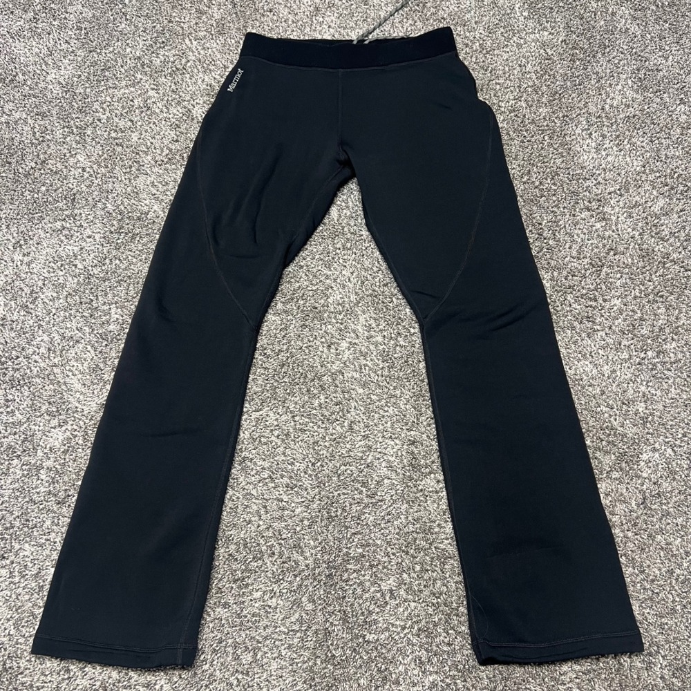 Marmot Black Fleece Lined Athletic Pants Womens Large Drawstring Base Layer